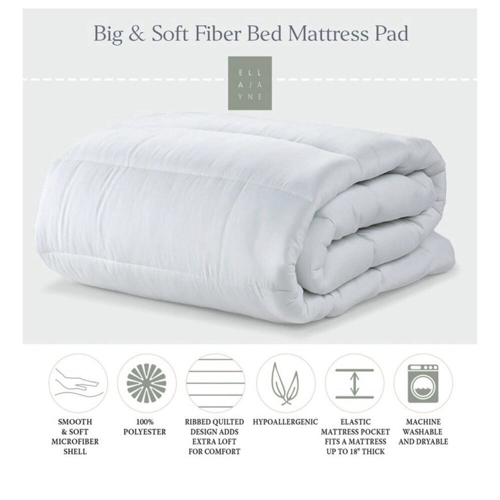 Ella Jayne White Big and Soft Mattress Pad Size - Twin
